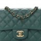 CHANEL LAMBSKIN QUILTED MINI SQUARE FLAP GREEN GOLD HARDWARE (16*13*8cm)