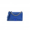 CHANEL PATENT CALFSKIN QUILTED NEW MEDIUM PLEXIGLASS BOY FLAP BLUE (27*18*7cm)