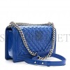 CHANEL PATENT CALFSKIN QUILTED NEW MEDIUM PLEXIGLASS BOY FLAP BLUE (27*18*7cm)