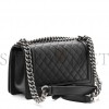 CHANEL CAVIAR QUILTED MEDIUM BOY FLAP BLACK SILVER HARDWARE (25*15*9cm)