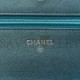 CHANEL METALLIC LAMBSKIN WALLET ON CHAIN WOC TURQUOISE SILVER HARDWARE (19*12*4cm)