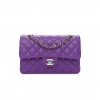 CHANEL CAVIAR QUILTED SMALL DOUBLE FLAP DARK PURPLE ROSE GOLD HARDWARE (23*14*6cm)