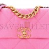 CHANEL DENIM QUILTED MEDIUM CHANEL 19 FLAP NEON PINK GOLD HARDWARE (24*15*8cm)