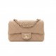 CHANEL LAMBSKIN QUILTED MINI RECTANGULAR FLAP DARK BEIGE ROSE GOLD HARDWARE (20*11*6cm)