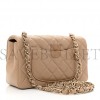 CHANEL LAMBSKIN QUILTED MINI RECTANGULAR FLAP DARK BEIGE ROSE GOLD HARDWARE (20*11*6cm)