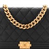 CHANEL CAVIAR QUILTED BOY WALLET ON CHAIN WOC BLACK GOLD HARDWARE (15*10*3cm)