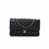 CHANEL CAVIAR QUILTED MEDIUM DOUBLE FLAP BLACK GOLD HARDWARE (25*16*6cm)