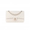 CHANEL CAVIAR QUILTED MEDIUM DOUBLE FLAP WHITE ROSE GOLD HARDWARE (25*15*6cm)