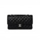 CHANEL CAVIAR QUILTED MEDIUM DOUBLE FLAP BLACK SILVER HARDWARE (25*15*6cm)