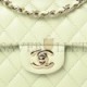 CHANEL CAVIAR QUILTED SMALL DOUBLE FLAP LIGHT GREEN ROSE GOLD HARDWARE (23*14*6cm)