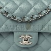 CHANEL CAVIAR QUILTED SMALL DOUBLE FLAP LIGHT BLUE SILVER HARDWARE (23*14*6cm)