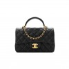 CHANEL CAVIAR QUILTED MINI TOP HANDLE RECTANGULAR FLAP BLACK GOLD HARDWARE (20*13*6cm)