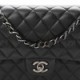 CHANEL LAMBSKIN QUILTED SMALL DOUBLE FLAP BLACK SILVER HARDWARE (25*15*6cm)