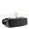 CHANEL SHINY DISTRESSED CALFSKIN QUILTED JUMBO DOUBLE FLAP SO BLACK BLACK HARDWARE (30*19*10cm)