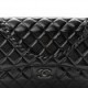 CHANEL SHINY DISTRESSED CALFSKIN QUILTED JUMBO DOUBLE FLAP SO BLACK BLACK HARDWARE (30*19*10cm)