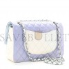 CHANEL PERFORATED LAMBSKIN QUILTED MEDIUM DOUBLE FLAP LIGHT BLUE LIGHT PURPLE WHITE SILVER HARDWARE (25*15*6cm)