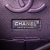 CHANEL IRIDESCENT LAMBSKIN QUILTED MEDIUM DOUBLE FLAP DARK PURPLE SILVER HARDWARE (25*16*6cm)