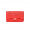 CHANEL CAVIAR QUILTED JUMBO DOUBLE FLAP RED ROSE GOLD HARDWARE (30*20*9cm)