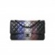 CHANEL CALFSKIN QUILTED OMBRE MEDIUM DOUBLE FLAP BLACK BLACK HARDWARE (25*15*6cm)