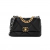 CHANEL LAMBSKIN QUILTED MEDIUM CHANEL 19 FLAP BLACK GOLD HARDWARE (26*17*8cm)