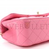 CHANEL LAMBSKIN QUILTED MINI TOP HANDLE RECTANGULAR FLAP PINK ROSE GOLD HARDWARE  (20*12*6cm)