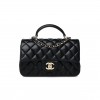 CHANEL LAMBSKIN QUILTED MINI TOP HANDLE RECTANGULAR FLAP BLACK ROSE GOLD HARDWARE0 (20x13x6cm)