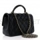 CHANEL LAMBSKIN QUILTED MINI TOP HANDLE RECTANGULAR FLAP BLACK ROSE GOLD HARDWARE0 (20x13x6cm)