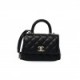 CHANEL CAVIAR QUILTED EXTRA MINI COCO HANDLE FLAP BLACK SILVER HARDWARE  (18*13*9cm)