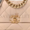 CHANEL GOATSKIN QUILTED MEDIUM CHANEL 19 FLAP LIGHT BEIGE GOLD HARDWARE (25*15*8cm)