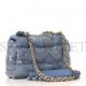 CHANEL SEQUIN QUILTED MEDIUM CHANEL 19 FLAP LIGHT BLUE GOLD HARDWARE (25*18*8cm)