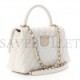 CHANEL IRIDESCENT CAVIAR QUILTED SMALL COCO HANDLE FLAP WHITE ROSE GOLD HARDWARE (28*17*11cm)