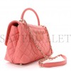 CHANEL CAVIAR QUILTED SMALL COCO HANDLE FLAP PINK ROSE GOLD HARDWARE (29*19*9cm)