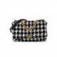 CHANEL TWEED QUILTED MAXI CHANEL 19 FLAP BLACK ECRU WHITE GOLD HARDWARE (36*22*11cm)