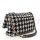 CHANEL TWEED QUILTED MAXI CHANEL 19 FLAP BLACK ECRU WHITE GOLD HARDWARE (36*22*11cm)