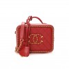 CHANEL GOATSKIN QUILTED MEDIUM CC FILIGREE VANITY CASE RED GOLD HARDWARE (18*13*7cm)