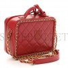 CHANEL GOATSKIN QUILTED MEDIUM CC FILIGREE VANITY CASE RED GOLD HARDWARE (18*13*7cm)