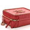 CHANEL GOATSKIN QUILTED MEDIUM CC FILIGREE VANITY CASE RED GOLD HARDWARE (18*13*7cm)