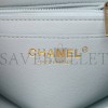 CHANEL LAMBSKIN QUILTED MINI TOP HANDLE RECTANGULAR FLAP LIGHT BLUE ROSE GOLD HARDWARE (19*12*6cm)