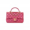 CHANEL IRIDESCENT LAMBSKIN QUILTED MINI TOP HANDLE RECTANGULAR FLAP RED GOLD HARDWARE (20*13*6cm)