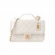 CHANEL CAVIAR QUILTED SMALL TOP HANDLE FLAP WHITE GOLD HARDWARE (25*16*8cm)