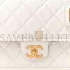 CHANEL CAVIAR QUILTED SMALL TOP HANDLE FLAP WHITE GOLD HARDWARE (25*16*8cm)