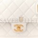 CHANEL CAVIAR QUILTED SMALL TOP HANDLE FLAP WHITE GOLD HARDWARE (25*16*8cm)