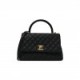 CHANEL CAVIAR LIZARD EMBOSSED QUILTED SMALL COCO HANDLE FLAP BLACK GOLD HARDWARE (29*18*11cm)