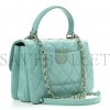 CHANEL LAMBSKIN QUILTED SMALL TRENDY CC FLAP DUAL HANDLE BAG LIGHT GREEN ROSE GOLD HARDWARE (25*18*10cm)