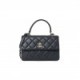 CHANEL LAMBSKIN QUILTED SMALL TRENDY CC DUAL HANDLE FLAP BAG DARK GREY ROSE GOLD HARDWARE (25*17*9cm)