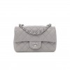 CHANEL LAMBSKIN QUILTED MINI RECTANGULAR FLAP GREY SILVER HARDWARE (20*12*6cm)