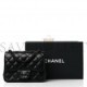 CHANEL LAMBSKIN QUILTED MINI SQUARE FLAP SO BLACK SILVER HARDWARE (17*12*7cm)