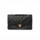 CHANEL LAMBSKIN QUILTED MEDIUM DOUBLE FLAP BLACK GOLD HARDWAR (25*15*7cm)