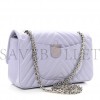 CHANEL CALFSKIN CHEVRON QUILTED 2.55 REISSUE 225 FLAP LIGHT PURPLE SILVER HARDWARE (25*15*8cm)