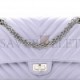 CHANEL CALFSKIN CHEVRON QUILTED 2.55 REISSUE 225 FLAP LIGHT PURPLE SILVER HARDWARE (25*15*8cm)